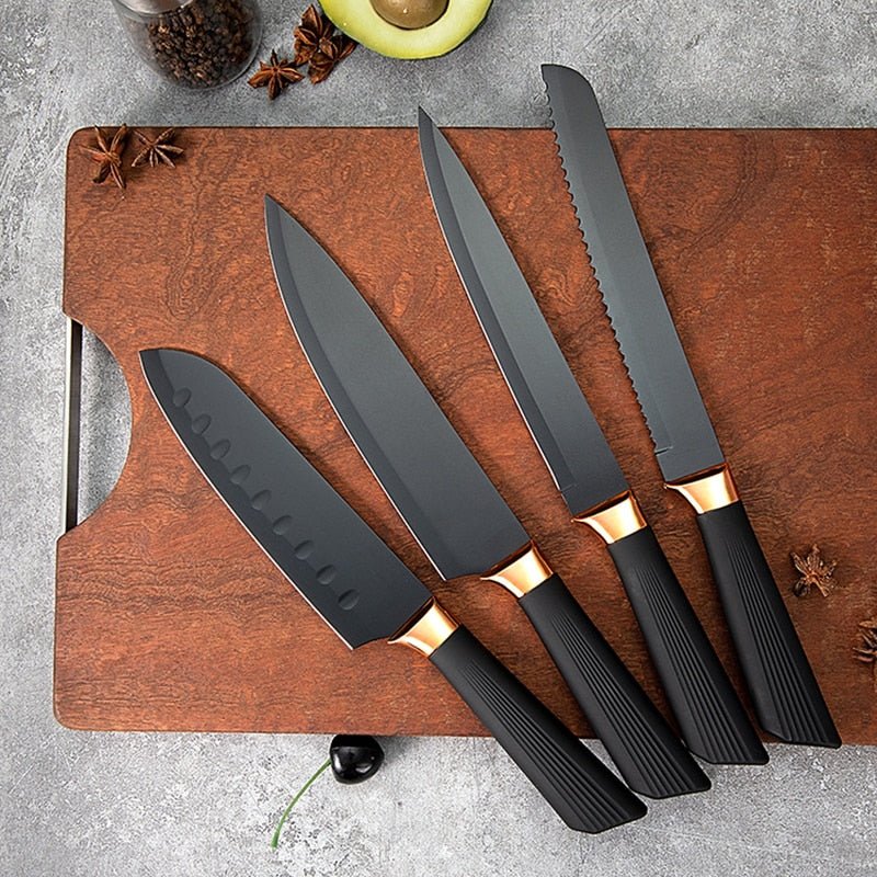 Ceramic Knives Kitchen Knives Set Professional Chef Knife Cleaver Slicing Utility Knife Paring Peel Sissor with Block - DunbiBeauty, LLC