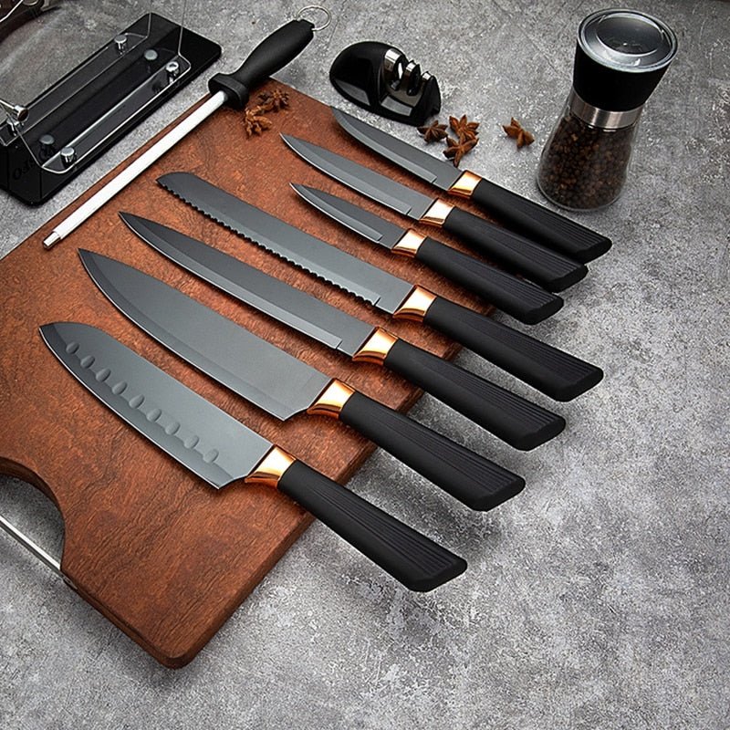 Ceramic Knives Kitchen Knives Set Professional Chef Knife Cleaver Slicing Utility Knife Paring Peel Sissor with Block - DunbiBeauty, LLC