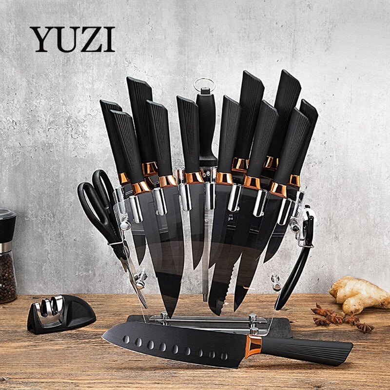 Ceramic Knives Kitchen Knives Set Professional Chef Knife Cleaver Slicing Utility Knife Paring Peel Sissor with Block - DunbiBeauty, LLC