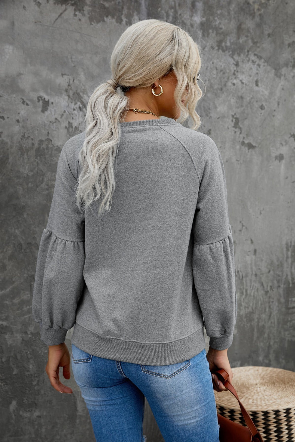 Raglan Patchwork Sleeve Pullover Sweatshirt Kiwidrop