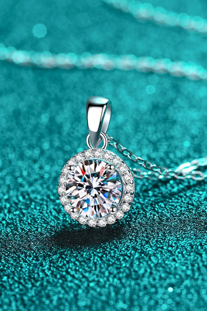 Chance to Charm 1 Carat Moissanite Round Pendant Chain Necklace - DunbiBeauty, LLC