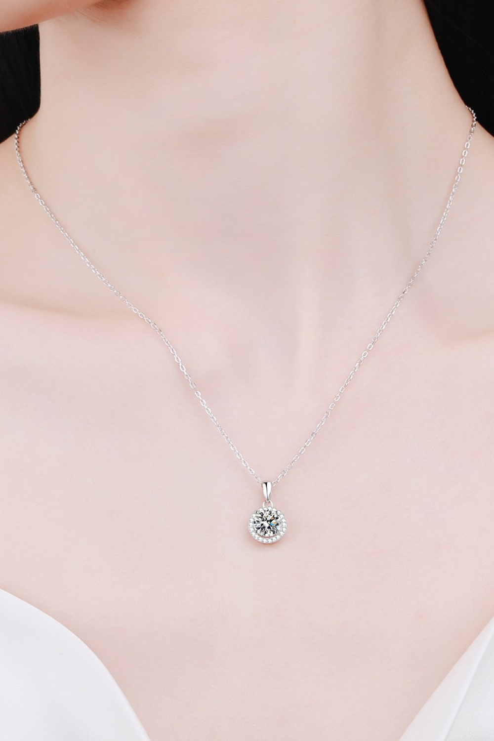 Chance to Charm 1 Carat Moissanite Round Pendant Chain Necklace - DunbiBeauty, LLC