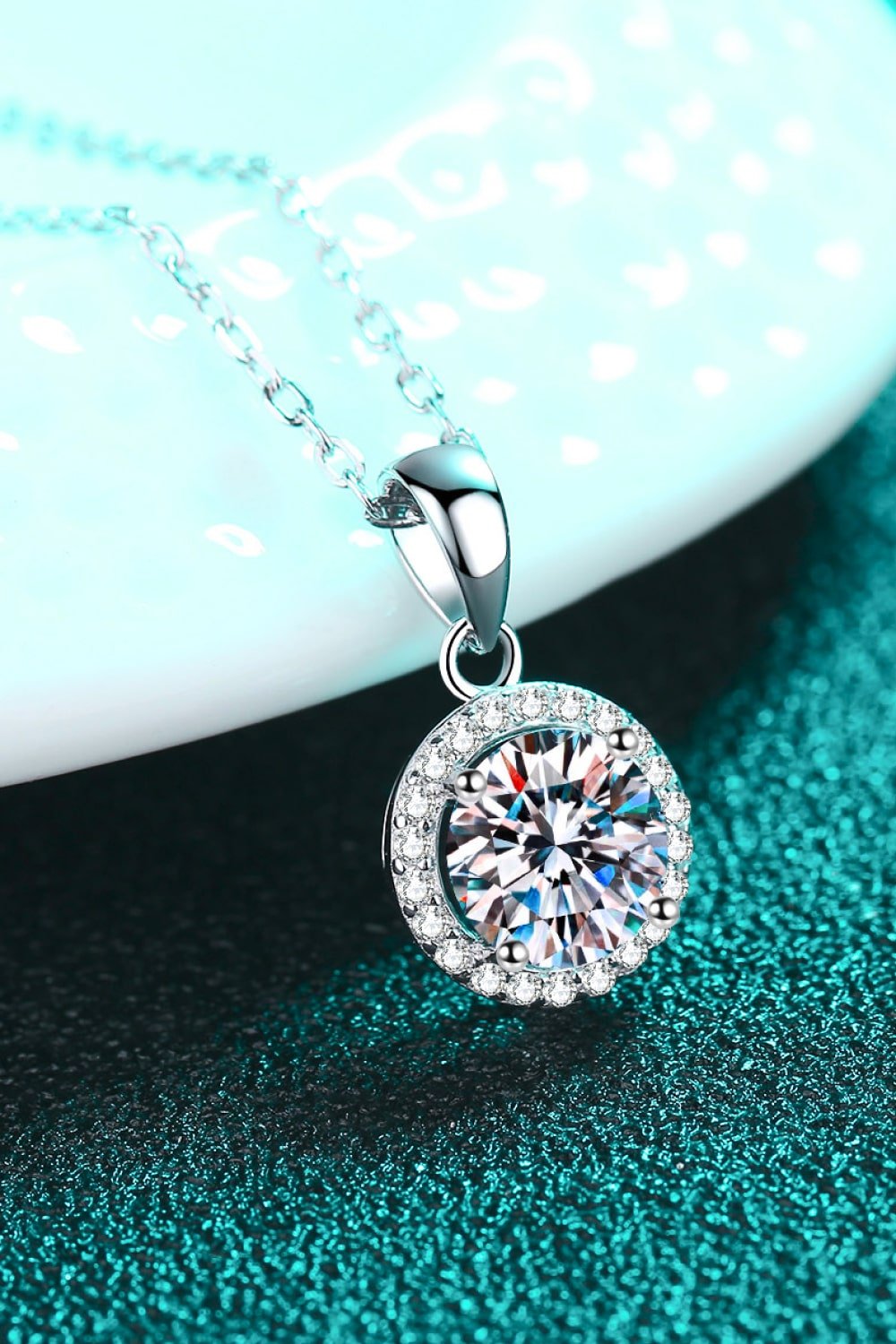 Chance to Charm 1 Carat Moissanite Round Pendant Chain Necklace - DunbiBeauty, LLC