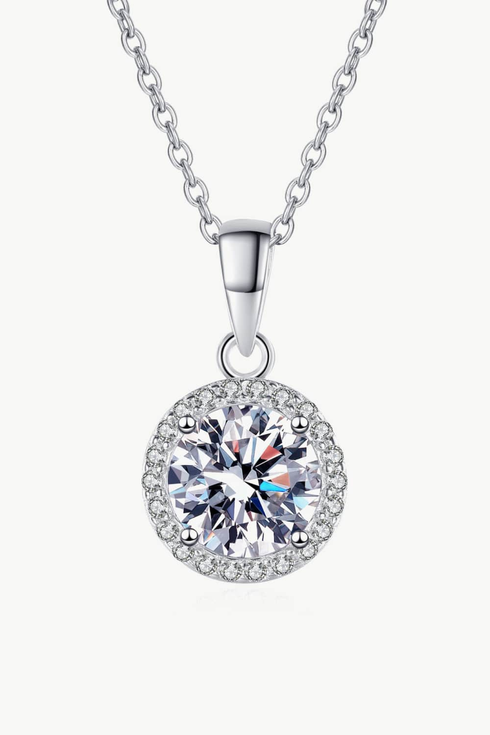 Chance to Charm 1 Carat Moissanite Round Pendant Chain Necklace - DunbiBeauty, LLC