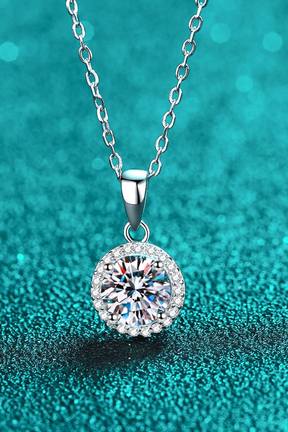 Chance to Charm 1 Carat Moissanite Round Pendant Chain Necklace - DunbiBeauty, LLC