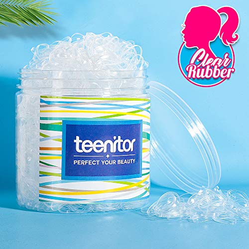 Clear Elastic Hair Bands, Teenitor 2000pcs Mini Hair Rubber Bands with a Box, Soft Hair Elastics Ties Bands 2mm in Width and 30mm in Length - DunbiBeauty, LLC