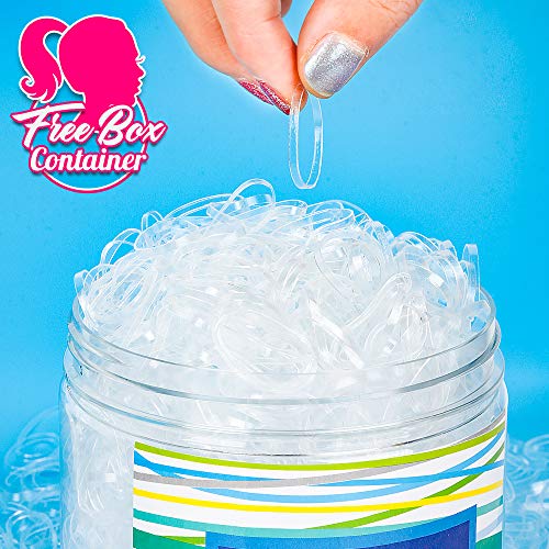 Clear Elastic Hair Bands, Teenitor 2000pcs Mini Hair Rubber Bands with a Box, Soft Hair Elastics Ties Bands 2mm in Width and 30mm in Length - DunbiBeauty, LLC