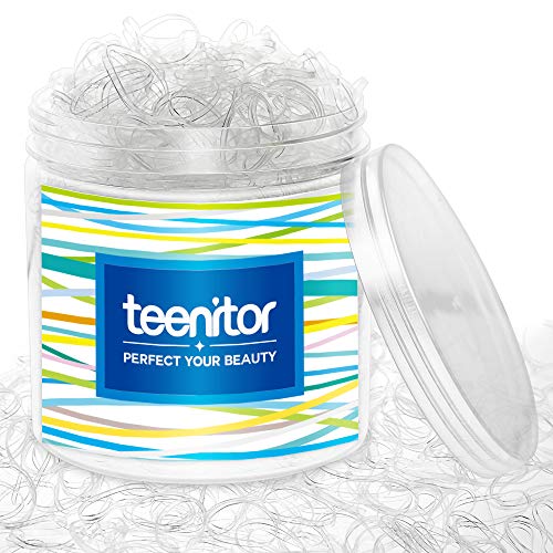 Clear Elastic Hair Bands, Teenitor 2000pcs Mini Hair Rubber Bands with a Box, Soft Hair Elastics Ties Bands 2mm in Width and 30mm in Length - DunbiBeauty, LLC