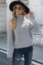 Cold Shoulder Textured Turtleneck Sweater - DunbiBeauty, LLC