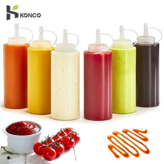 Condiment Squeeze Bottles,For Ketchup Mustard Mayo Hot Sauces Olive Oil Bottles Kitchen Gadget - DunbiBeauty, LLC