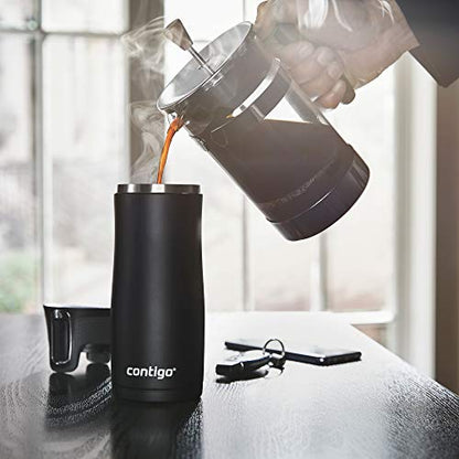 Contigo West Loop Vacuum-Insulated Stainless Steel Thermal Travel Mug with AUTOSEAL Spill-Proof Lid, 16oz 2-Pack, Steel/Matte Black - DunbiBeauty, LLC