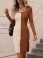 Contrast Slit Sweater Dress - DunbiBeauty, LLC