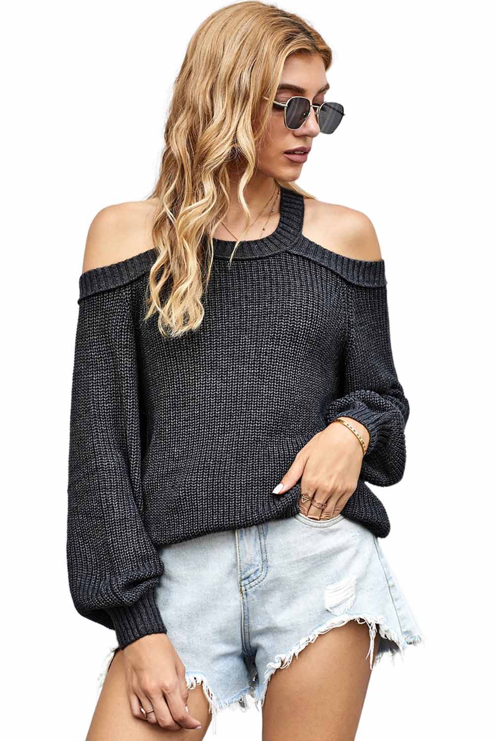 Cool Breeze Cotton Cold Shoulder Sweater - DunbiBeauty, LLC