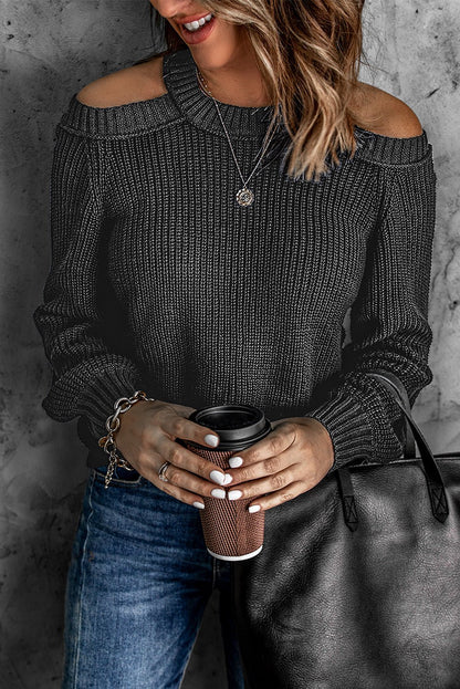 Cool Breeze Cotton Cold Shoulder Sweater - DunbiBeauty, LLC