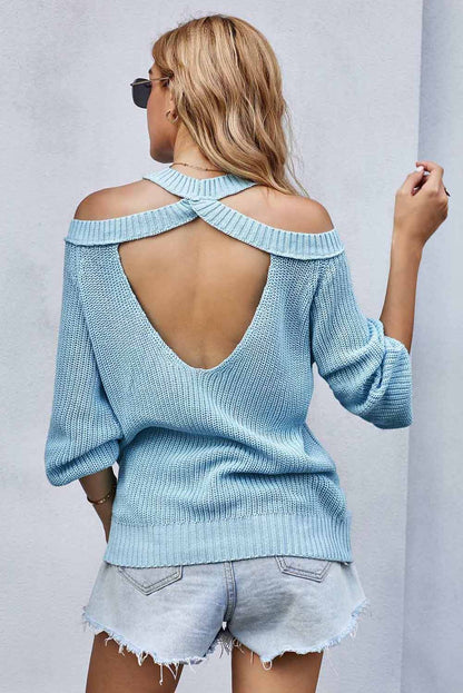 Cool Breeze Cotton Cold Shoulder Sweater - DunbiBeauty, LLC