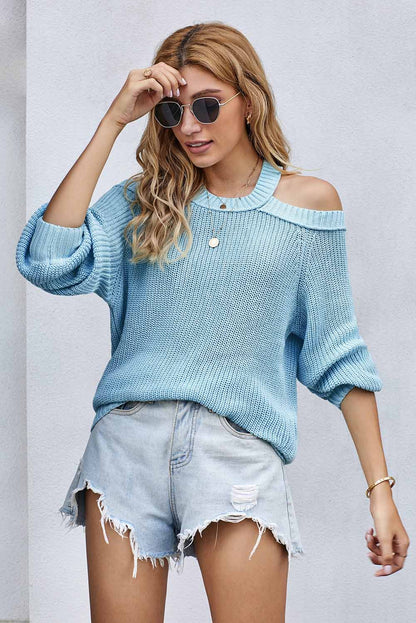 Cool Breeze Cotton Cold Shoulder Sweater - DunbiBeauty, LLC