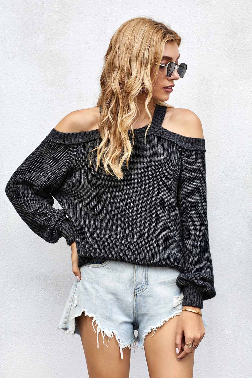 Cool Breeze Cotton Cold Shoulder Sweater - DunbiBeauty, LLC