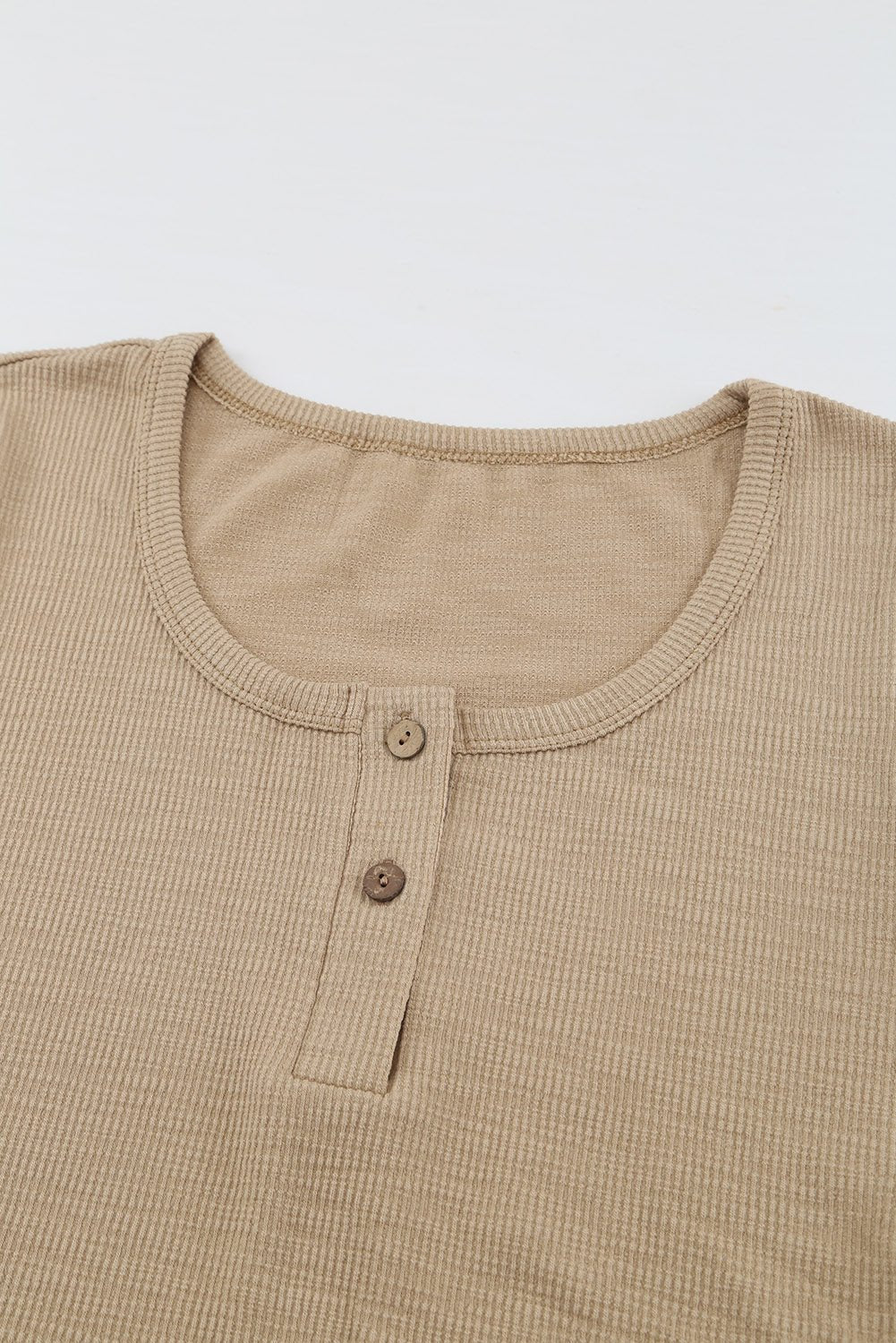 Crewneck Buttons Ribbed Knit Long Sleeve Top - DunbiBeauty, LLC