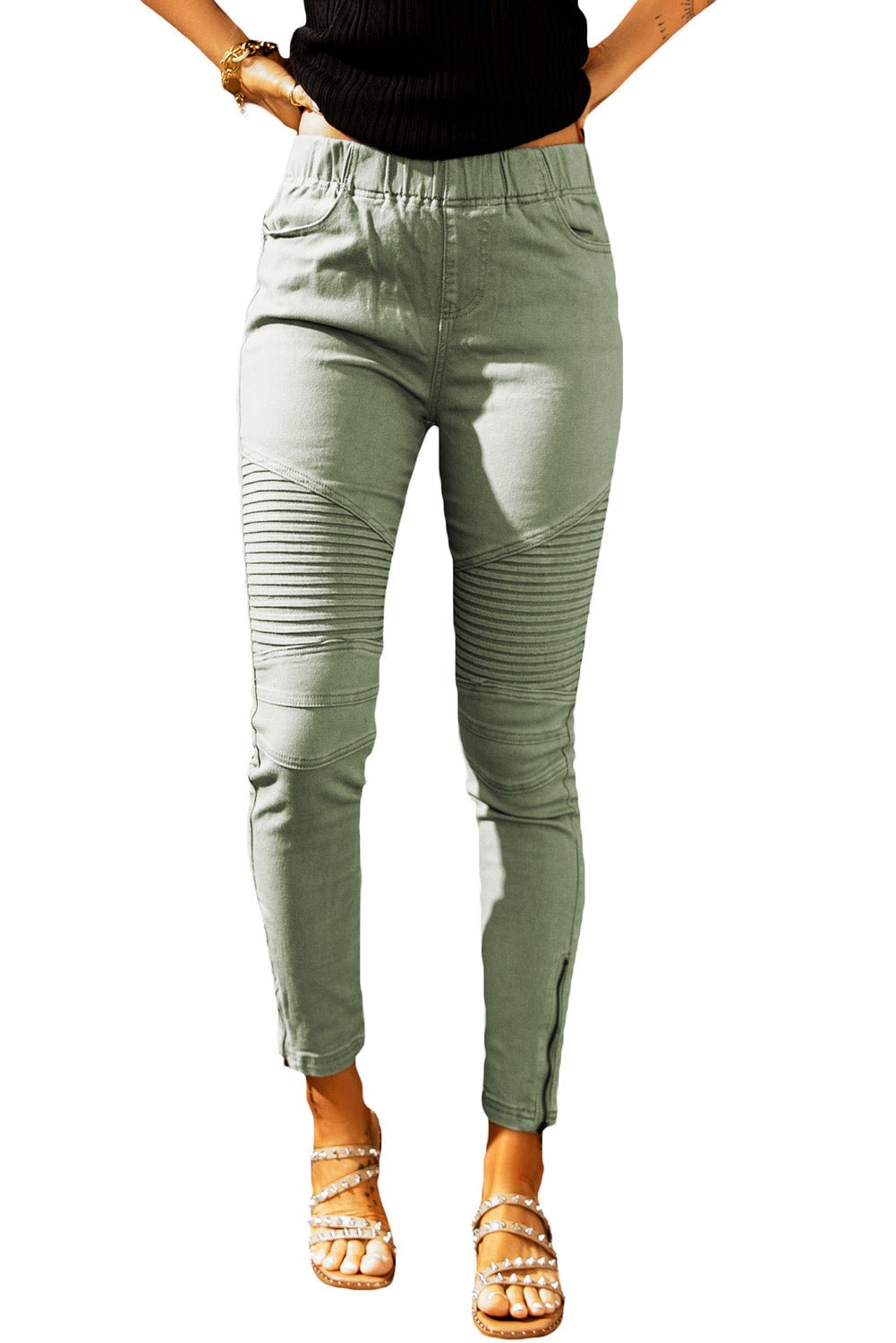 Cropped Moto Jeggings - DunbiBeauty, LLC