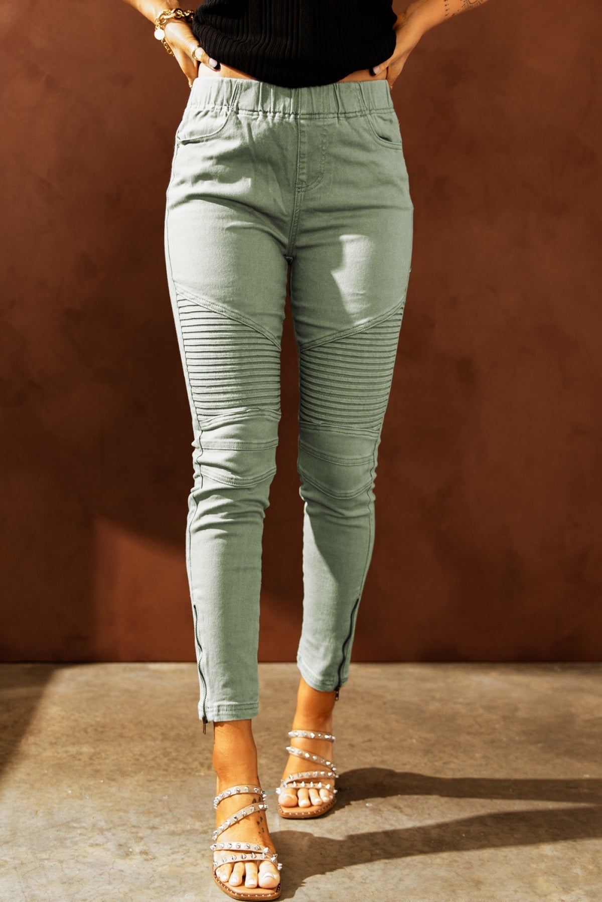 Cropped Moto Jeggings - DunbiBeauty, LLC