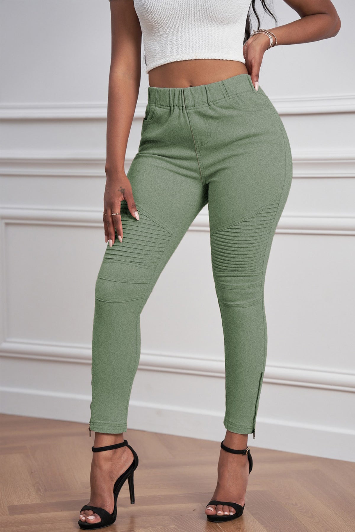 Cropped Moto Jeggings - DunbiBeauty, LLC