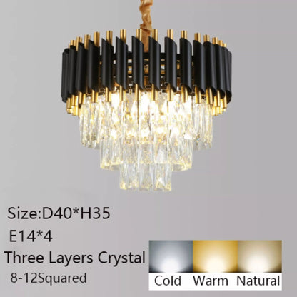 Crystal Chandelier Home Postmodern Creative Nordic Black Round Atmospheric Dining Room Lamp Living Room LED Wall Lamp - DunbiBeauty, LLC