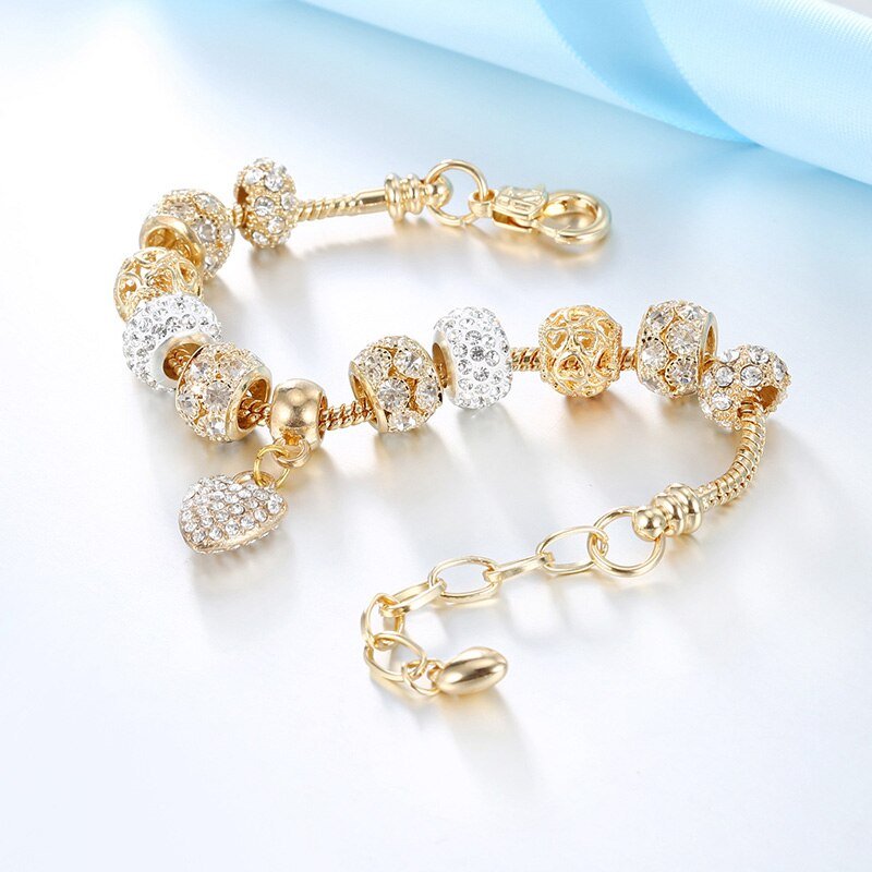 Cubic Charm Gold Heart Bracelets For Women - DunbiBeauty, LLC