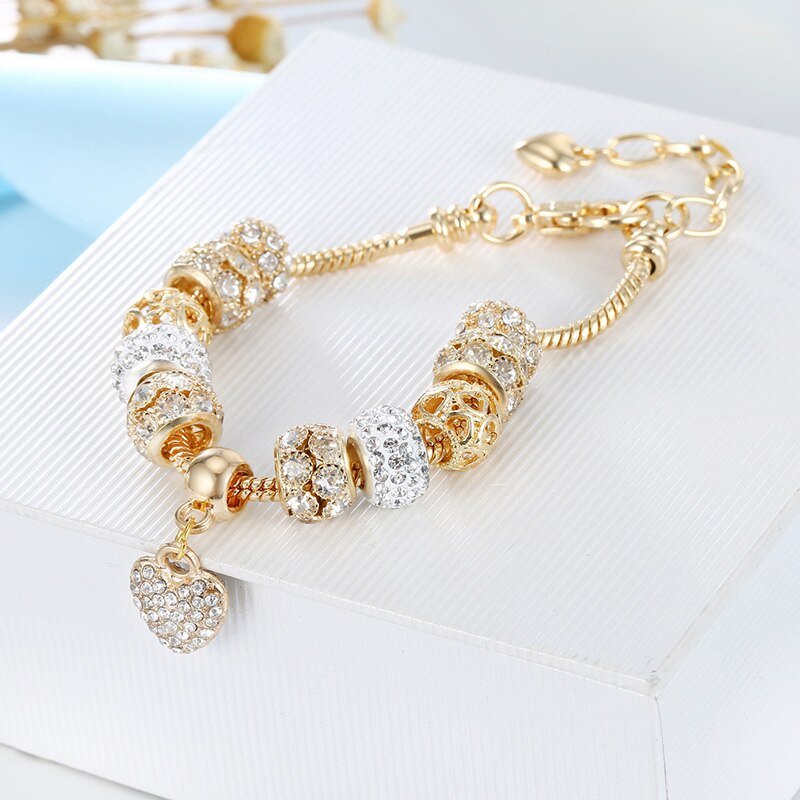 Cubic Charm Gold Heart Bracelets For Women - DunbiBeauty, LLC