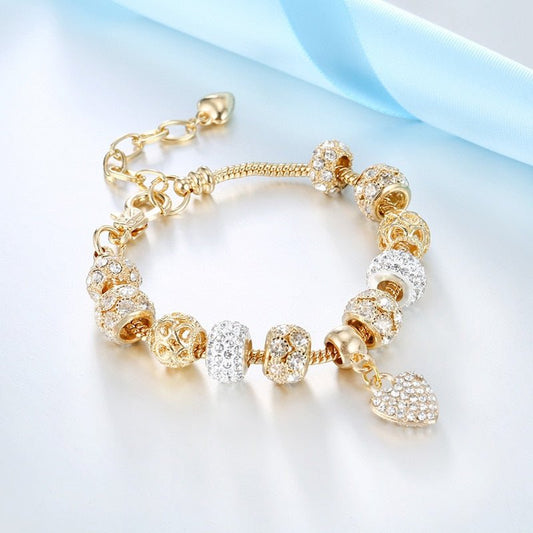 Cubic Charm Gold Heart Bracelets For Women - DunbiBeauty, LLC