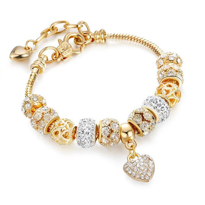 Cubic Charm Gold Heart Bracelets For Women - DunbiBeauty, LLC