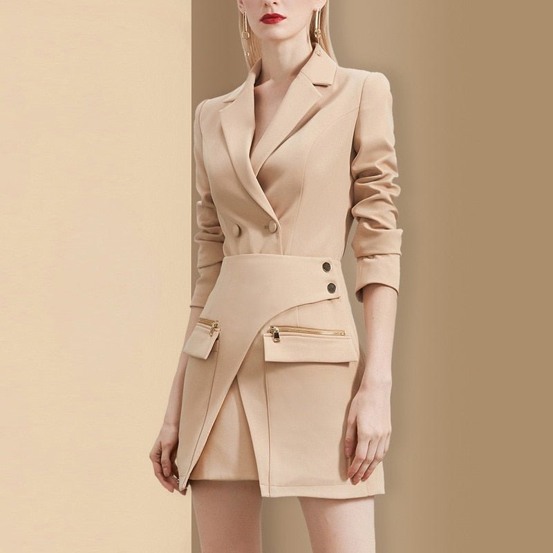 customize office Ladies women suits khaki Business suit Blazer skirt Set Two Piece Formal Suits work wear - DunbiBeauty, LLC