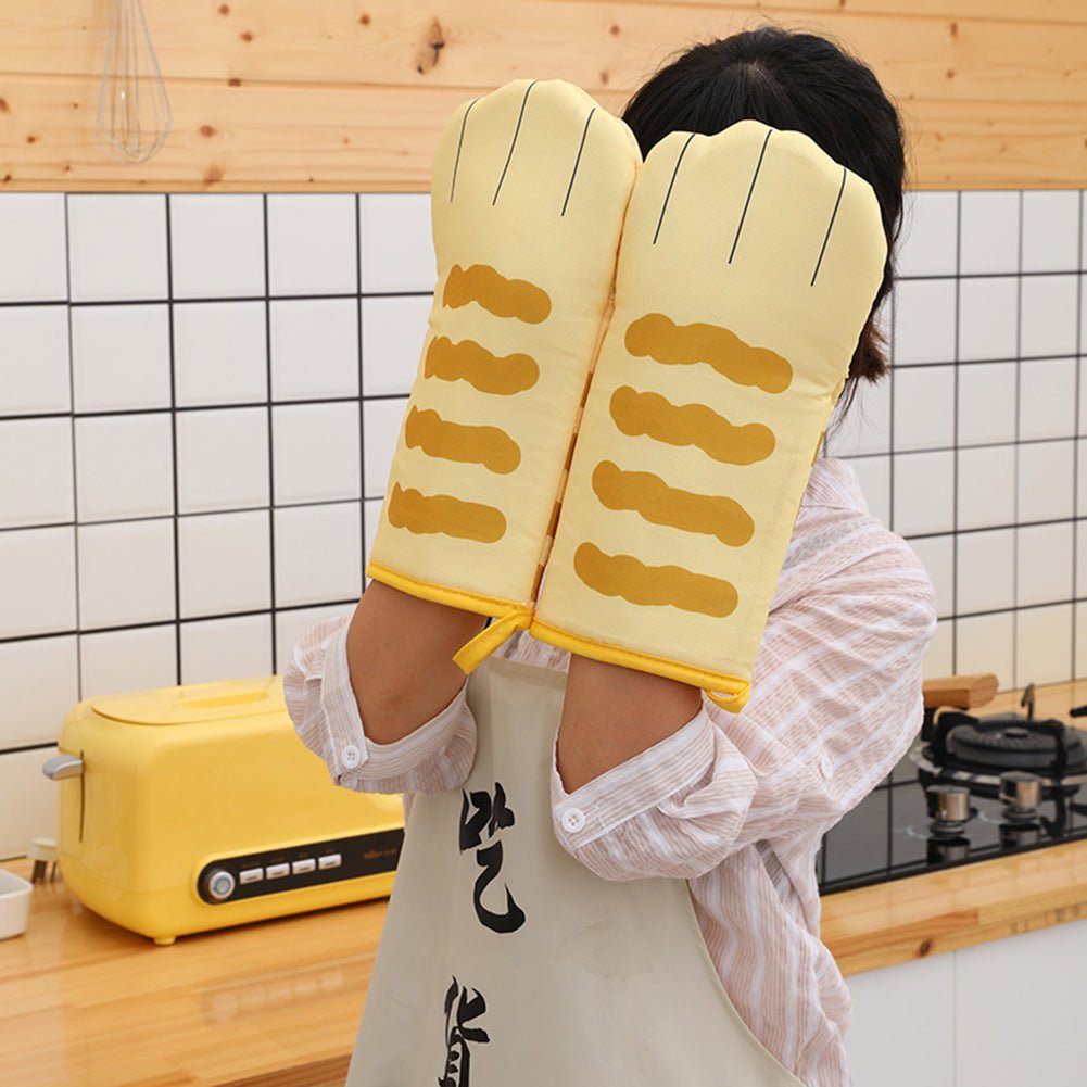 Cute Cat Paws Oven Mitts 3D Cartoon Baking Insulation Gloves Long Cotton Microwave Heat Resistant Non-slip Kitchen Gloves - DunbiBeauty, LLC