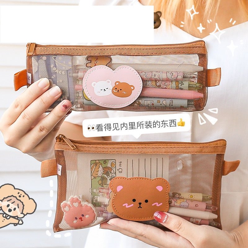 Cute Large Capacity Bear Pencil Case and Cosmetic Bag - DunbiBeauty, LLC