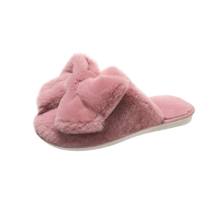 Cute Plush Slippers with Bow on Top - DunbiBeauty, LLC