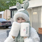 Cute Rabbit Ears Hat One Female Plush Bear Scarf Winter Warm Gloves Three-piece Set - DunbiBeauty, LLC