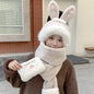 Cute Rabbit Ears Hat One Female Plush Bear Scarf Winter Warm Gloves Three-piece Set - DunbiBeauty, LLC