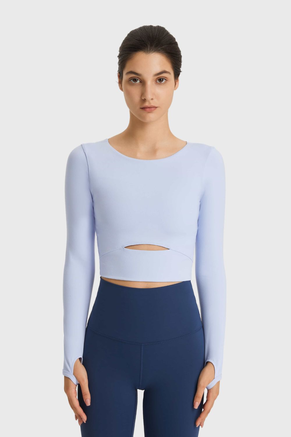 Cutout Long Sleeve Cropped Sports Top - DunbiBeauty, LLC