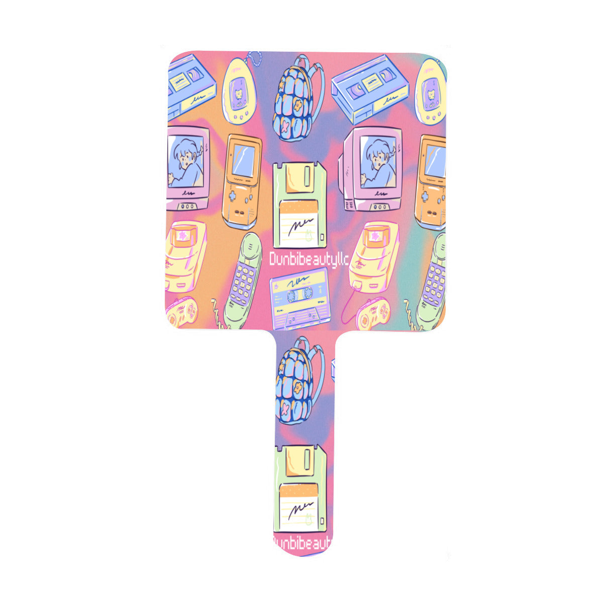 Handle Square Mirror｜Rubber -Kawaii, Retro, Anime, 90's Themed, Sherbet Colors, Pastel (Designed by Dunbi)