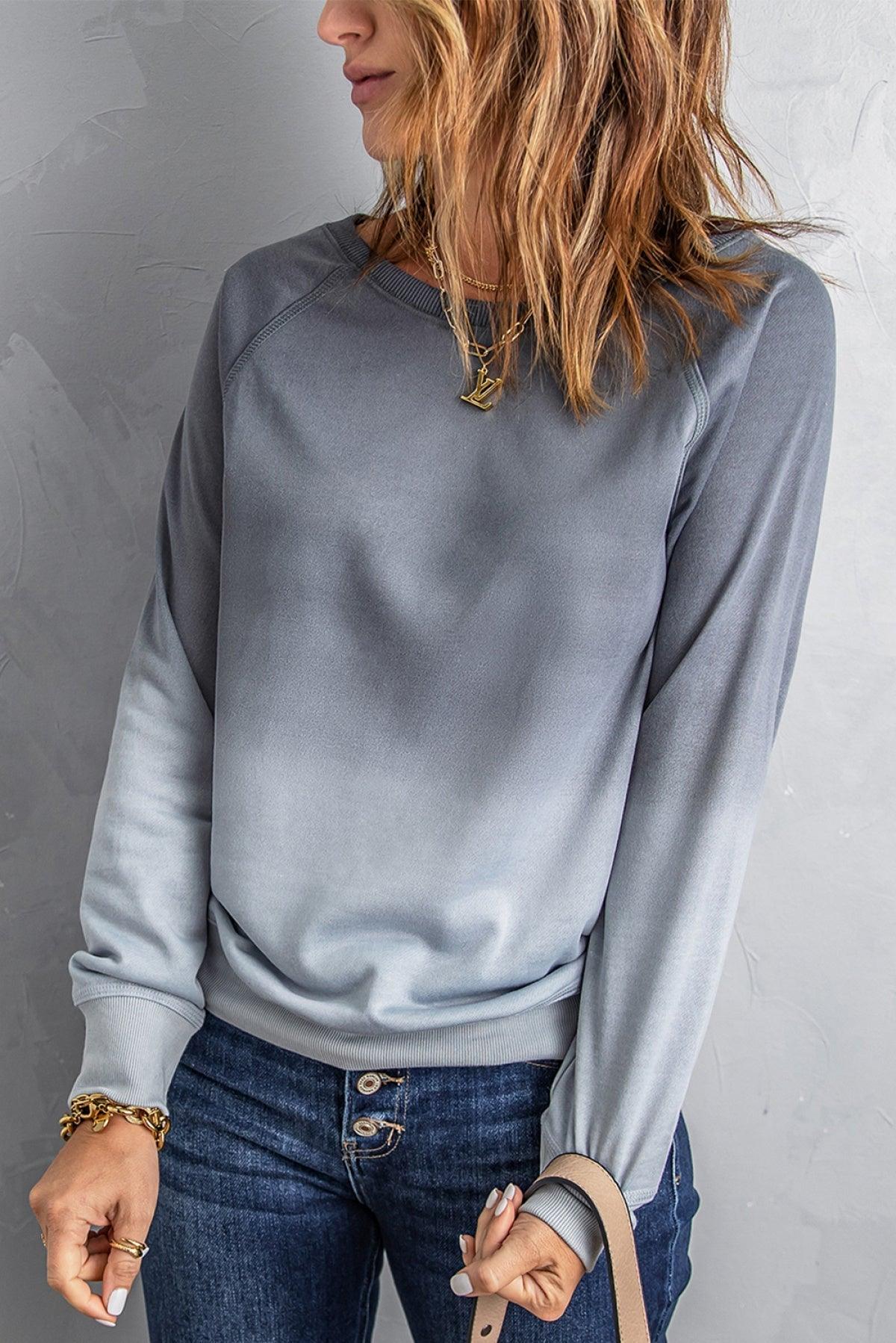 Ombre Crewneck Long Sleeve Sweatshirt Kiwidrop