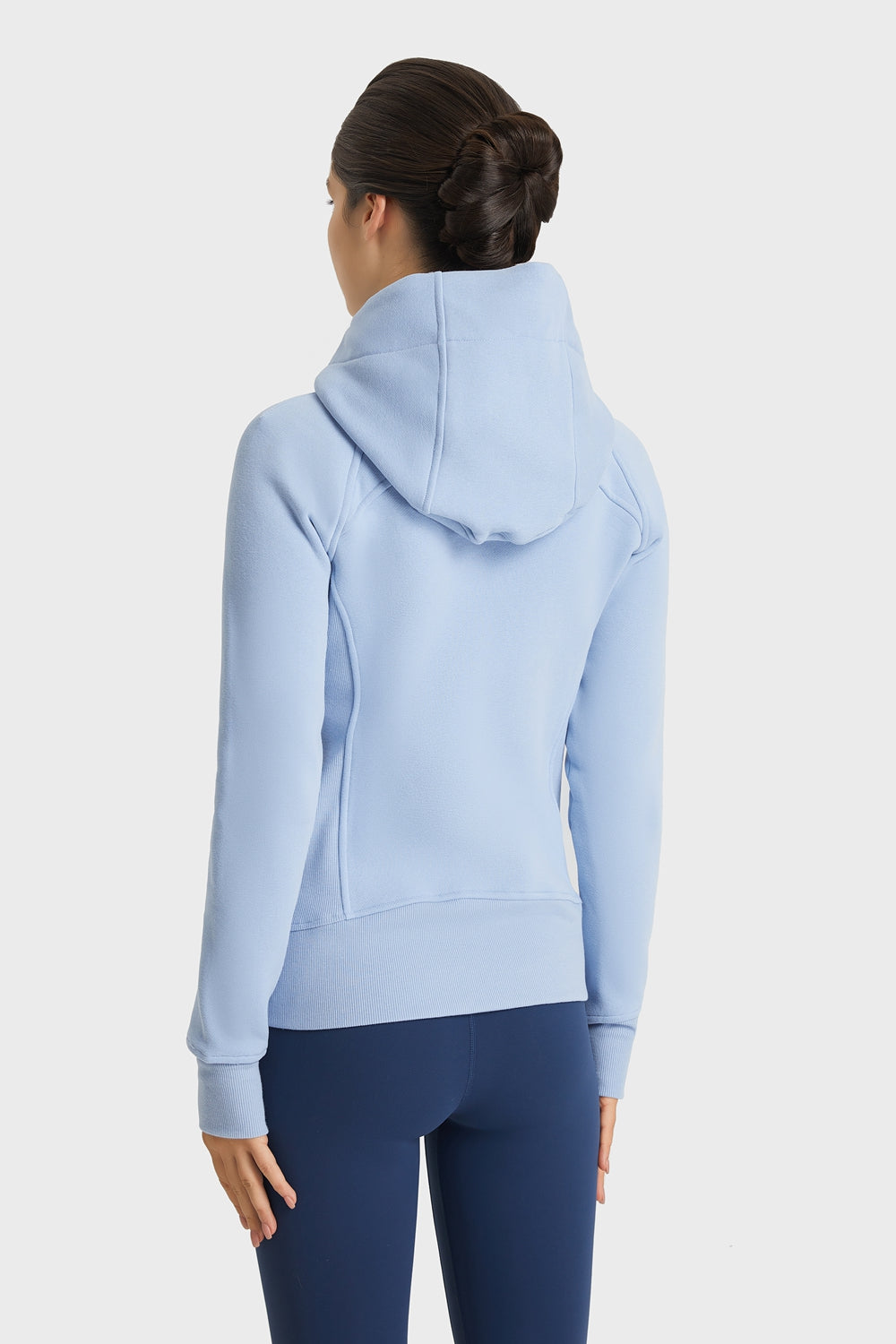 Zip Up Seam Detail Hooded Sports Jacket Trendsi