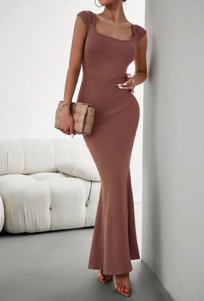 Cap Sleeve Scoop Neck Maxi Dress