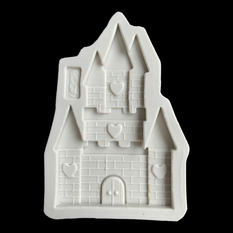 Princess castle fondant silicone mold DIY cartoon house chocolate cake decoration mold Larnt