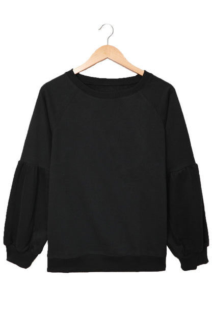 Raglan Patchwork Sleeve Pullover Sweatshirt Kiwidrop