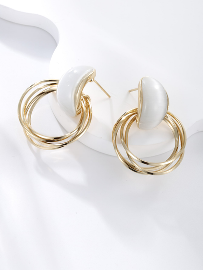 A pair of vintage premium 14K gold plated jade multi-layer circles suitable for ladies dating party wear