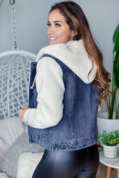 Sherpa Denim Splicing Buttoned Jacket Kiwidrop