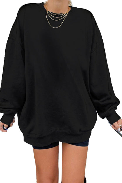 Oversized Solid Drop Shoulder Sweatshirt Kiwidrop