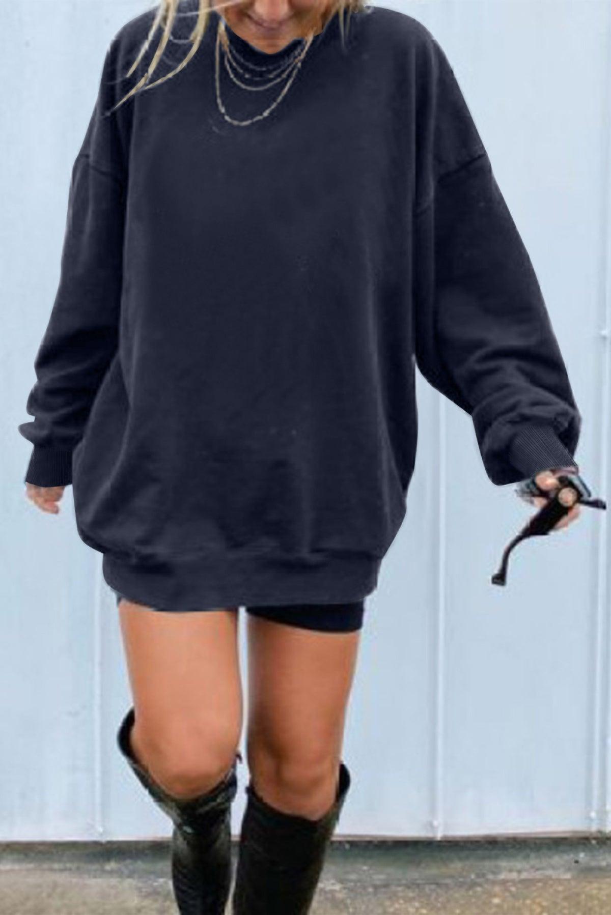 Oversized Solid Drop Shoulder Sweatshirt Kiwidrop