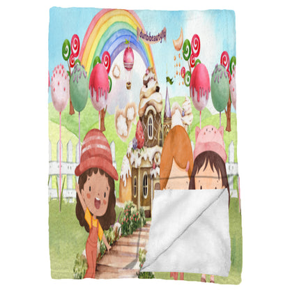 Single-Sided Printed Children's Blanket | 280GSM Polyester - Watercolor, Candy, Pastel, Lollypops, Chocolate, Treats, Dessert, Girls, Friends, Rainbow, Candy Shop, Hot Air Balloon, Cake Pops, Chocolate Clouds (Designed by Dunbi)