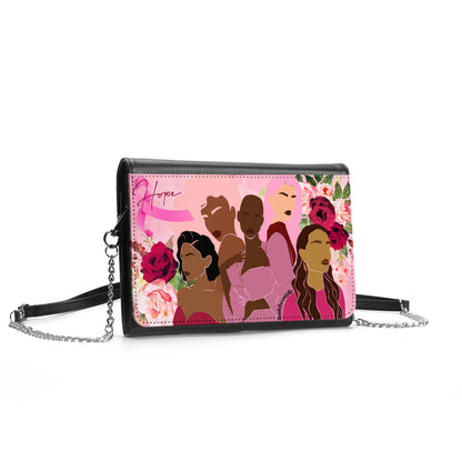 Women's Multifunctional Satchel｜ PU - Unity, Hope, Pink, Hot Pink, Burgundy, Roses, Breast Cancer Awareness, Women, Black, Hispanic, White, Hair, Smooth (Designed by Dunbi)