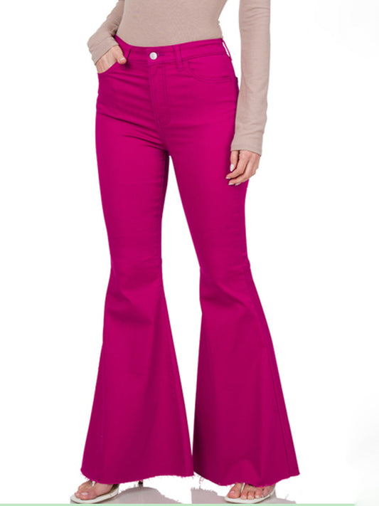 Plus Size High Rise Super Flare Denim Pants By Zenana Kiwidrop